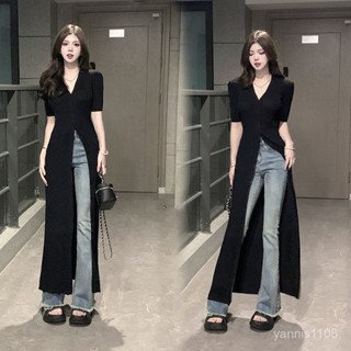新品 上衣女 【1154人好評】冰絲長款開衫防曬上衣女夏季短袖過膝性感收腰顯瘦內搭外穿連衣裙 上衣夏天 設計感 百搭 A