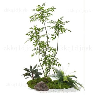 優選品質 免運🌿免打理🍂模擬綠植南天竹櫥窗造景室內樓梯下景觀植物落地盆栽假樹擺件裝飾