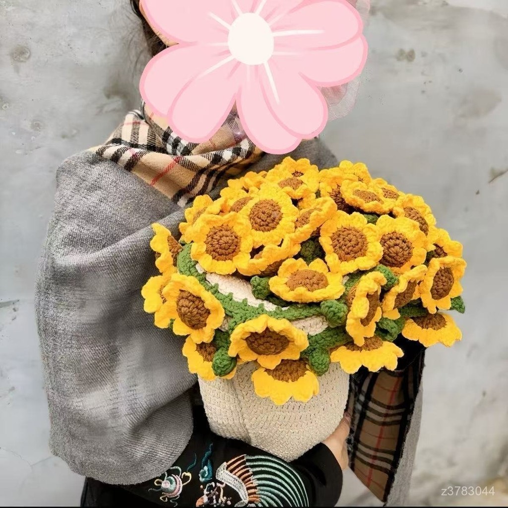 臺灣出貨 向日葵花束毯子 向日葵花束毯材料包 手工diy花束毯子 手工手捧花束毯 編織花束毯子 編織花束 花束毛毯 毯子