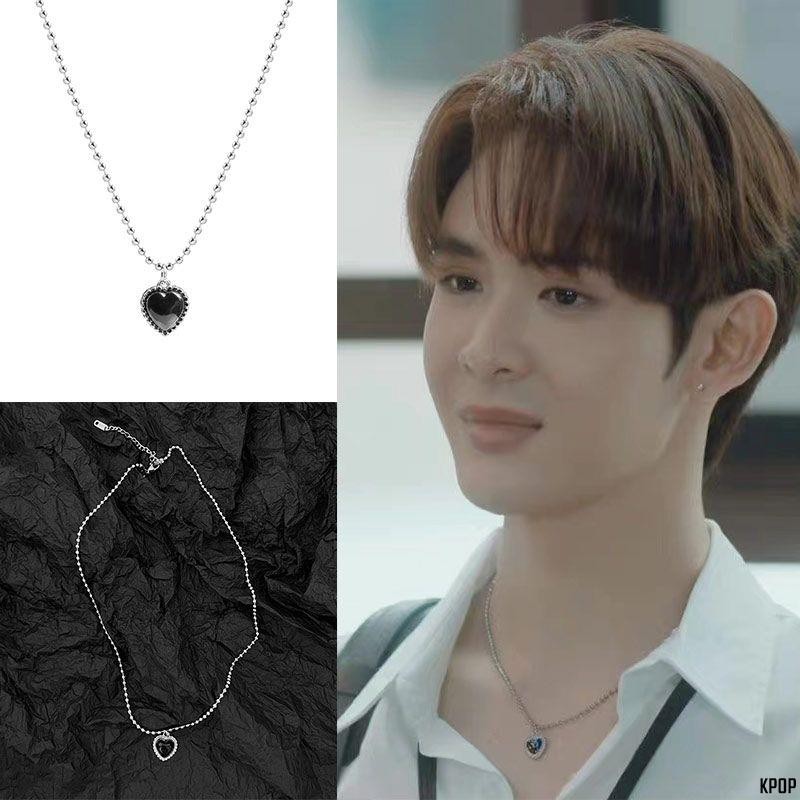 KPOP 泰劇床伴netjames程浩顏同款黑色愛心圓珠項鏈圈情侶不退色鎖骨鏈
