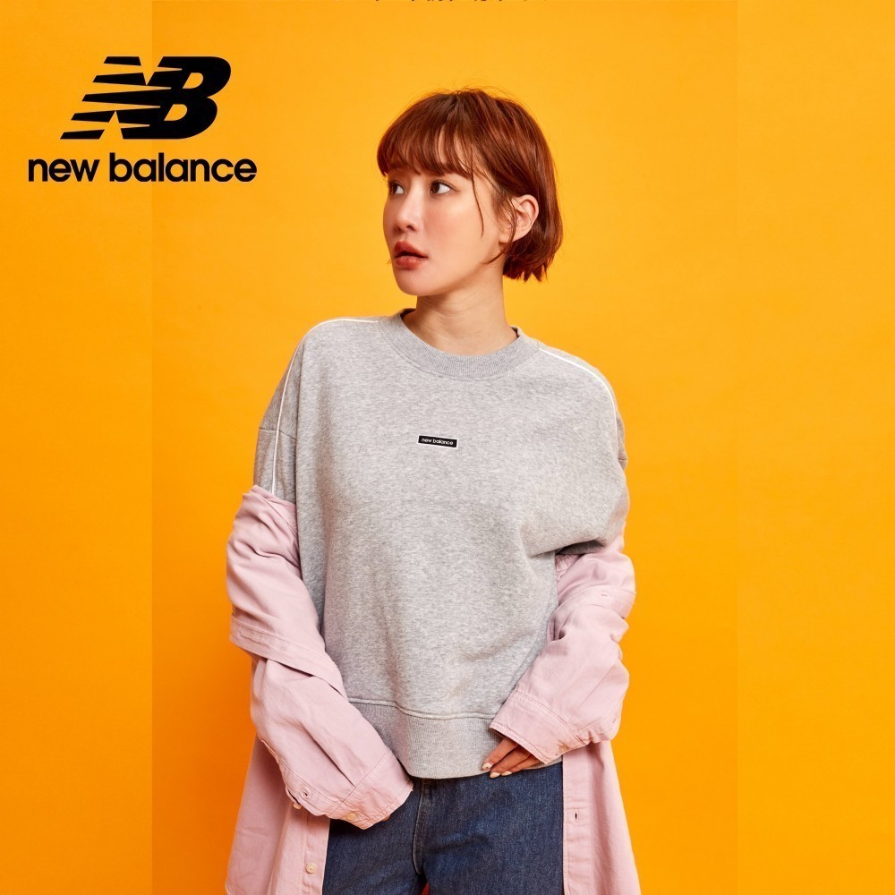 【New Balance】 NB 落肩撞色滾邊長袖上衣_女性_灰色_WT33530AG