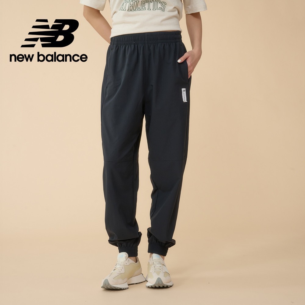 【New Balance】MIT速乾縮口直筒長褲_女性_黑色_6872440189