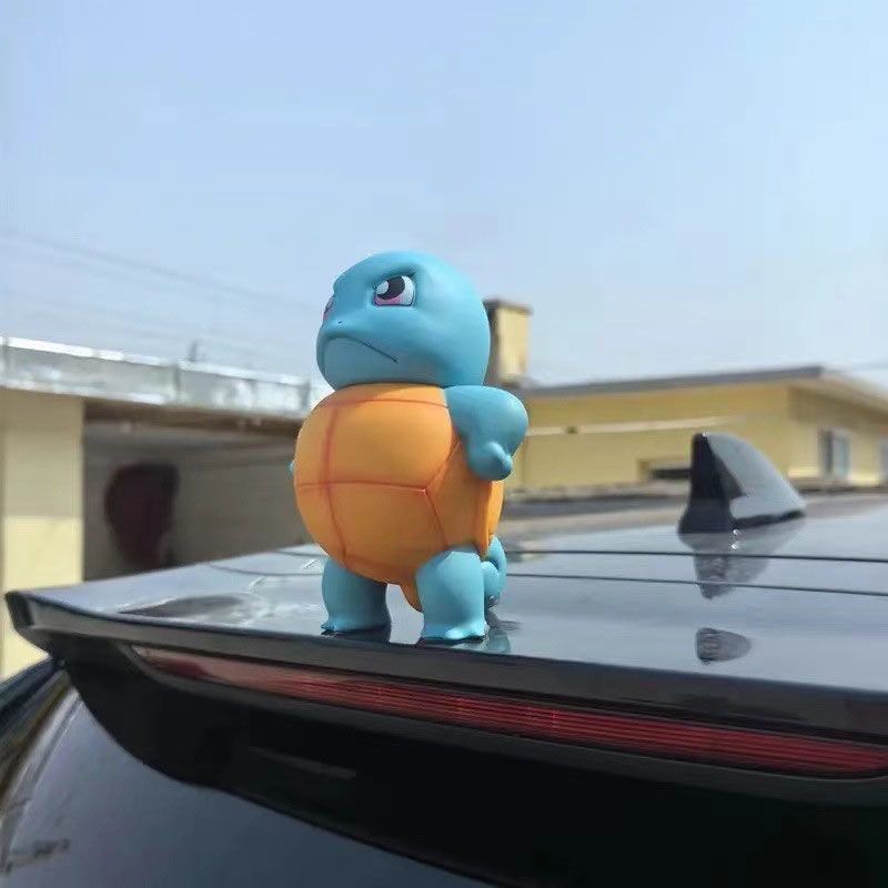 車載站姿傲嬌傑尼龜創意汽車裝飾車頂搪膠傑尼龜車尾公仔車外掛件