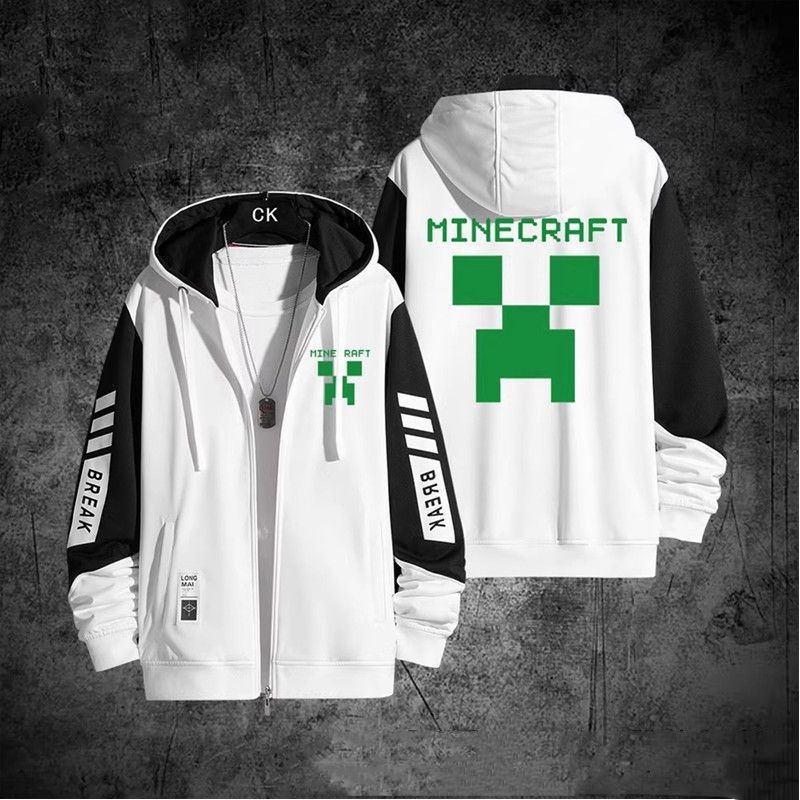 🥒特惠🥒苦力怕 周邊 Minecraft我的世界苦力怕周邊拉鏈連帽衛衣外套長袖開衫男女衣服 KI7P