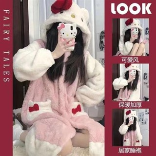 爆款熱賣 ins公主風可愛貓咪睡衣女秋冬珊瑚絨長款長袍加厚學生浴袍睡衣迪士尼卡通可愛宿舍韓國