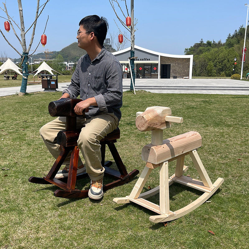 【免運】木馬實木 防腐搖搖馬 成人坐戶外陽臺花園民宿搖椅 送人節日禮物