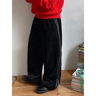 Codibook｜韓國 DAILYJOU 黑色點點寬鬆鬆緊褲［預購］長褲 哈倫褲 女裝