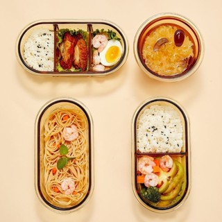 鯨喜✿希樂扣【高硼矽飯盒】微波爐加熱專用玻璃碗上班族帶飯餐盒便當盒分隔保鮮盒