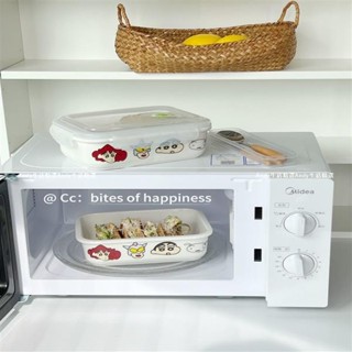 211餐具|卡通陶瓷分隔飯盒帶蓋微波爐加熱上班族專用學生便當餐盒密封保鮮可微波便當盒分隔便當盒211餐盒三格飯盒