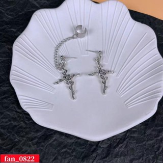 十字架耳釘玫瑰花不對稱歐美暗黑哥特朋克女耳環個性蹦迪嘻哈耳飾-18 耳環 耳釘 耳扣 耳墜