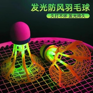 🌝 臺灣出貨 發光羽毛球戶外防風抗風羽毛球耐打尼龍球塑膠帶燈LED夜間發光球