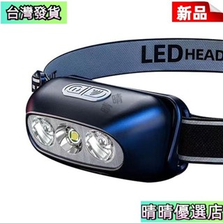 💗【臺灣熱賣】LED強光超亮頭燈 續航釣魚專用 感應超長手電筒 可充電 充電頭戴式