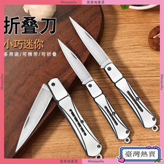 💟臺灣熱賣💟 全鋼水果刀折疊便攜隨身鑰匙刀迷你多功能小刀家用瓜果刀削