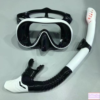 潛水面鏡 浮潛面鏡 潛水鏡 浮潛鏡 游泳 潛水蛙鏡 呼吸管 新款潛水鏡高畫質大框 鋼化玻璃液態矽膠面罩潛水裝備兩件套