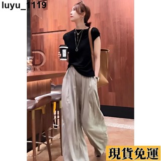 🌷低價下殺🌷 春夏套裝女🍁時尚休閒女裝🍁【99%好評率】2025精選夏季新款休閑短袖上衣女時尚設計感套裝寬松闊腿