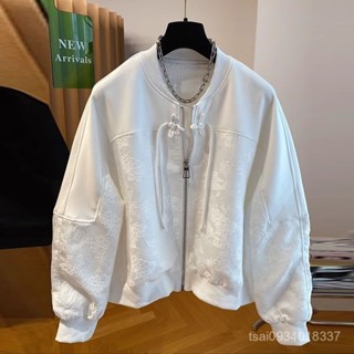新店超好賣💋【店鋪熱銷】歐洲站2025春秋新款時尚圓領盤扣國風女外套百搭寬鬆棒球服女開衫 R8L7