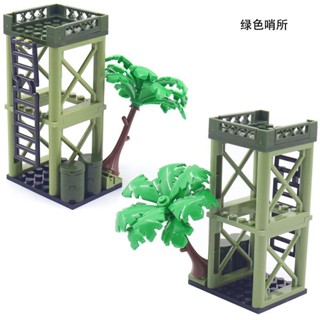 建築 基地 相容樂高 積木 哨所哨崗瞭望臺軍事場景士兵人仔站哨兒童拼裝玩具