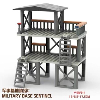 建築 基地 中國軍事 積木 人仔基地哨崗瞭望臺監獄圍欄模型兒童益智力拼裝玩具