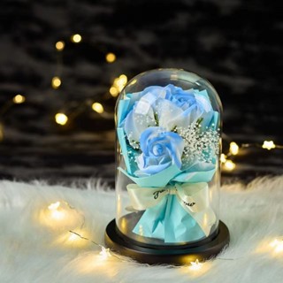 清楓百貨永生花玻璃罩 創意永生花禮物 畢業花束 公仔防塵罩 永生花 乾燥花 夜燈 真花 情人節 母親節 女友生日畢業