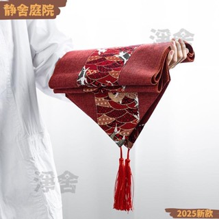 【新貨】中國風棉麻復古典長條桌布 喜慶紅色桌旗 中式婚慶桌布 茶席 茶几布 桌墊桌巾 餐桌布