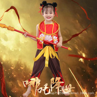 【臺灣 免運】新款哪吒之魔童降世衕款衣服男女童 cos服裝小哪吒衣服兒童演出服 角色扮演服 COSPLAY
