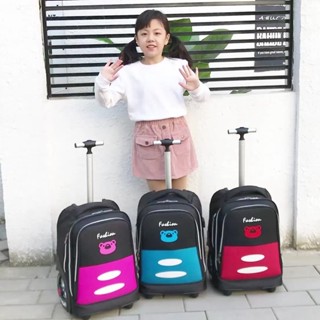 中部發貨免運 新款外貿國小生大輪拉桿包 戶外旅行大容量減負書包USB行李雙肩包 大容量後揹包 國小國中揹包 雙層三層後背