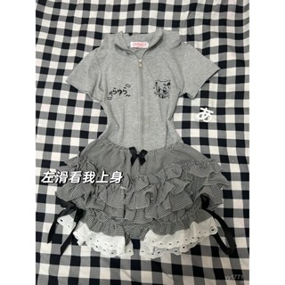 紅紅時尚女裝店⭐ 臺灣出貨 y2k 短袖 拉鏈外套 女 夏季 新款日係 可愛辣妹 修身 亞文化 貓咪 連帽上衣