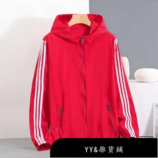 【免運】棒球外套韓國 棒球外套 棒球外套女 紅色三條槓上衣服棒球服運動外套女春秋女裝韓版寬鬆女版春裝風衣