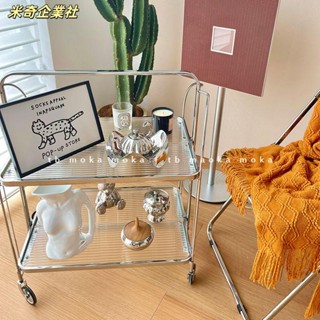 💦米奇企業社💦中古風vintage折疊推車韓國IG出鏡帶輪 邊桌 置物架 中古推車 床頭收納 餐車 收納架 床頭櫃