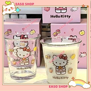 💕壹灣出貨+發票💕卡通HelloKitty貓家用水杯女ins小眾簡約高顏值凱蒂貓透明玻璃杯咖啡杯kun