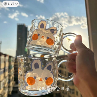 【臺灣出貨】玻璃杯 馬克杯 水杯 幸運兔水杯女ins小眾家用玻璃杯子高顏值辦公室大容量帶把手送禮