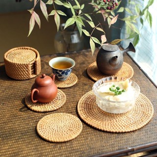 桃園出貨【30天熱銷1968件】手工藤編隔熱水杯編織茶壺茶杯茶道墊杯防燙餐墊餐桌盤子墊子