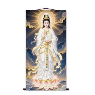 白衣凈瓶觀音菩薩畫像中堂畫客廳掛畫新裝飾畫國畫墻壁畫卷軸成品卷軸掛畫 辦公室掛畫 國畫字卷軸畫 掛畫 畫卷掛畫