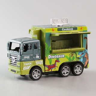 🎊優選新品🎊合金恐龍快餐車 口袋玩具 桌面手辦 模型 兒童回力車 男孩寶寶耐摔冰淇淋小汽車 廂貨運輸