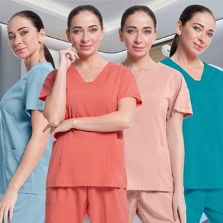 廠家直銷 彈力透氣刷手服女護士服醫生手術服口腔醫院診所工作制服套裝【短袖上衣+褲子】17