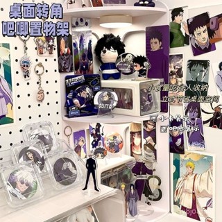 ❤盧竹出貨❤【1.3萬人收藏】ins風宿捨床頭轉角置物架宿捨桌多功能收納盒卡片穀子吧唧展示架桌上收納
