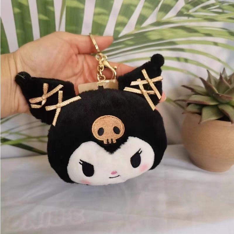 庫洛米零錢包✨ 黑金庫洛米零錢包卡通毛絨玩具耳機包學生錢包鑰匙扣玩偶掛件 可愛零錢包 庫洛米吊飾