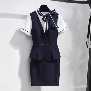 上班族 OL 櫃姐 房仲 業務員 保險業 職業服裝 套裝 職業裝女裝短袖OL酒店前臺師空姐工作製服銀行馬甲套裝長袖 DJ