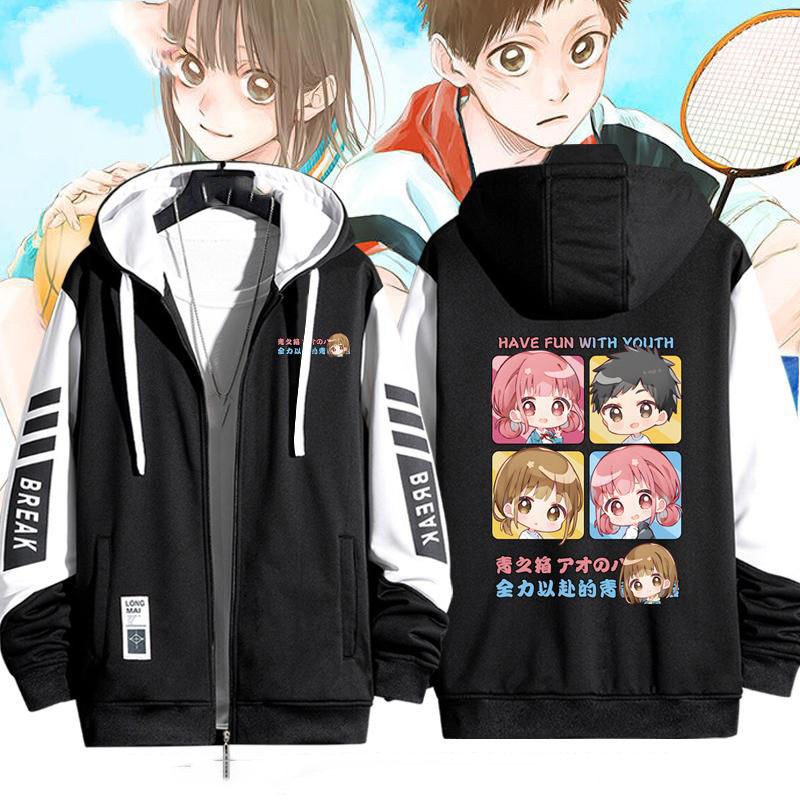 🌈桃園 鹿野千夏 帽t 連帽外套 青春之箱 週邊 青春之箱 痛衣 藍箱週邊蝶野雛鹿野千夏動漫連帽拚接寬鬆衛衣夾克開衫外套