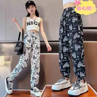 夏季新款女大童冰絲女童褲子170夏薄款休閒洋氣運動褲中大童夏裝長褲兒童防蚊褲ABOPPP