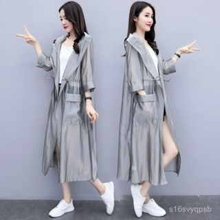【詩詩生活館】防曬衣女長袖2025夏季新款韓版寬鬆中長款過膝百搭薄款風衣外套潮