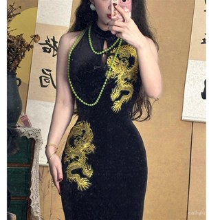 ✨優選大碼✨旂袍女 300斤大碼女裝夏季新款胖mm新中式國風金絲絨繡花遮肚旂袍裙子潮/復古旂袍/140公斤可穿
