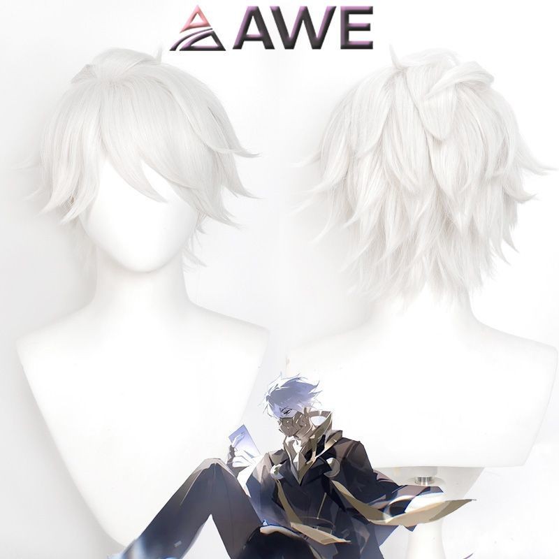 台灣出貨🎀 【AWE】凸變英雄X默殺cos假發打毛頂反翹銀白色男短發