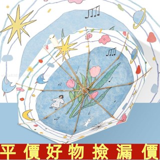 臺灣出貨🍀‹迷你傘› [旋轉五綫譜]知傘 太陽傘 晴 雨傘 兩用全自動防曬傘銀膠防紫外綫遮陽傘便攜折疊女🔥免運