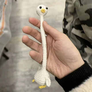 ✨新店促銷✨DIY毛線鉤針材料包 手工編織 長脖子鴨吊飾鑰匙扣可愛包包裝飾 手工編織diy材料包毛線新手初學
