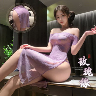 小野貓 霏慕情趣內衣誘惑激情床上漫野玫瑰透視旗袍性感純欲露臀免誘惑女