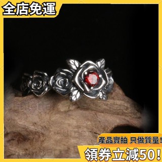 銀飾手工銀匠原創設計《玫瑰花》男士戒指925純銀戒指嘻哈戒指轉運戒指開口戒指食指戒指情侶戒指尾戒