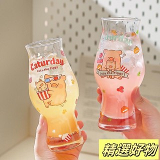 ✨❤️【品牌好評 】川島屋&lulu豬 聯名 可愛玻璃杯 女高顏值家用喝水杯子 牛奶杯 果汁杯 居家必備~5.24