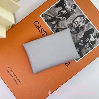 正品現貨 HERMES 愛馬仕 Calvi 8U 冰川藍 TM 名片 證件 卡片夾 零錢包