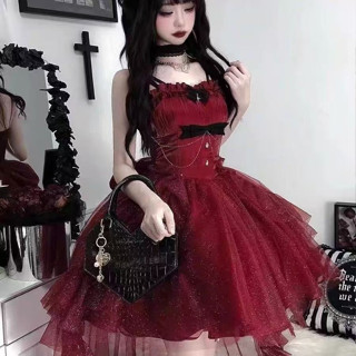 ⚡️ 公主裝生日穿搭拖尾洋裝前短後長小個子禮服蓬蓬裙藍色蘿莉塔在逃公主輕婚紗白色禮服